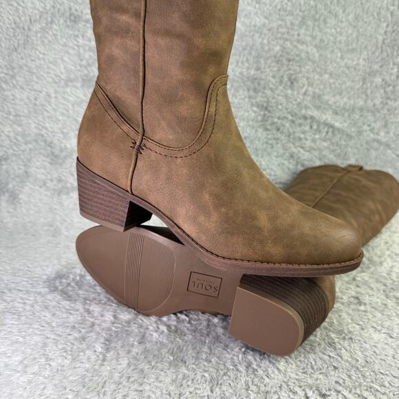 SOUL by Naturalizer Zoya Knee High Boot Women's 7.5 Brown Riding Boho Western - Picture 6 of 10